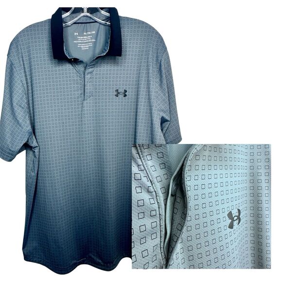 Under Armour Polo Shirt Mens XLarge Gray BLK Iso Chill Golf Stretch Performance - Picture 1 of 11
